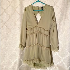 COPY - Rue 21 shear with under slip light olive/mint green puff sleeve mini dre…